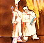 Art Tile Two Chefs 8x8 Trivet Hot Plate