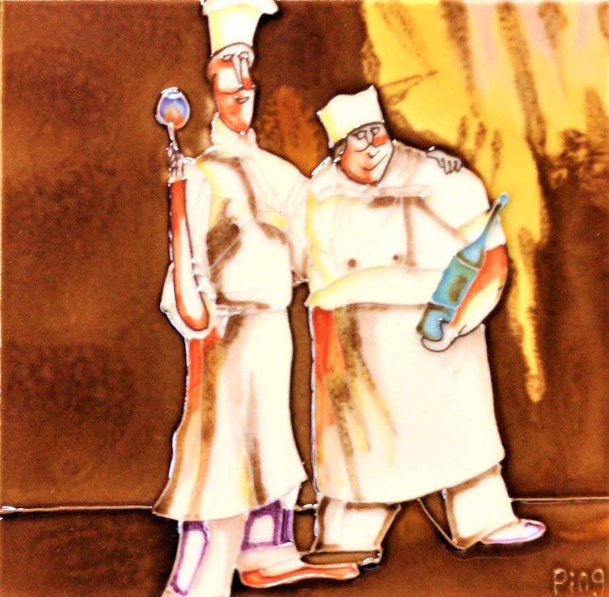 Art Tile Two Chefs 8x8 Trivet Hot Plate