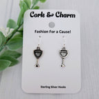 Silver Wine Glass Drink Sterling Silver Earrings