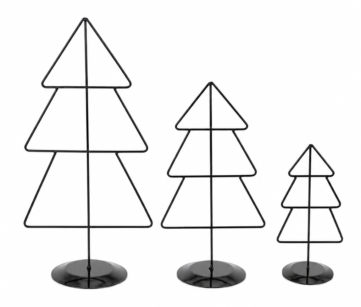 Mini Iron Christmas Trees, 3pc Set, Handmade - P-1