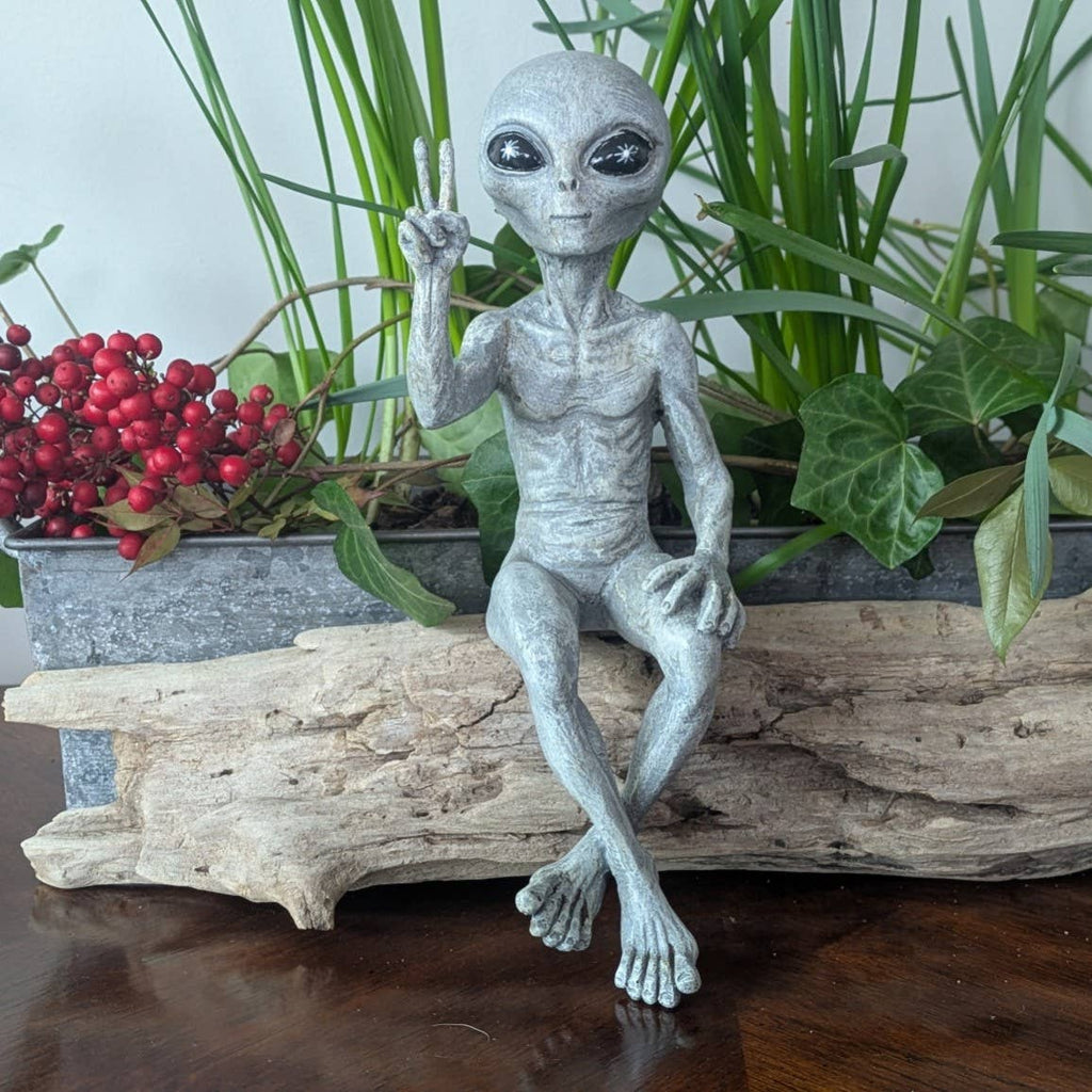 Alien Invasion Peace Dude Male Figurine 10" tall