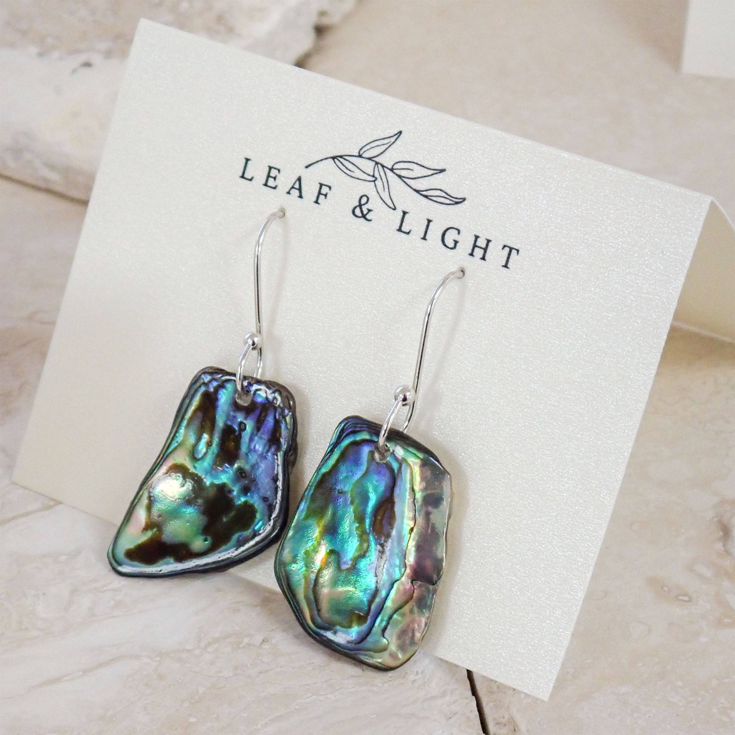 PAUA SHELL EARRINGS | STERLING SILVER DROP EARRINGS