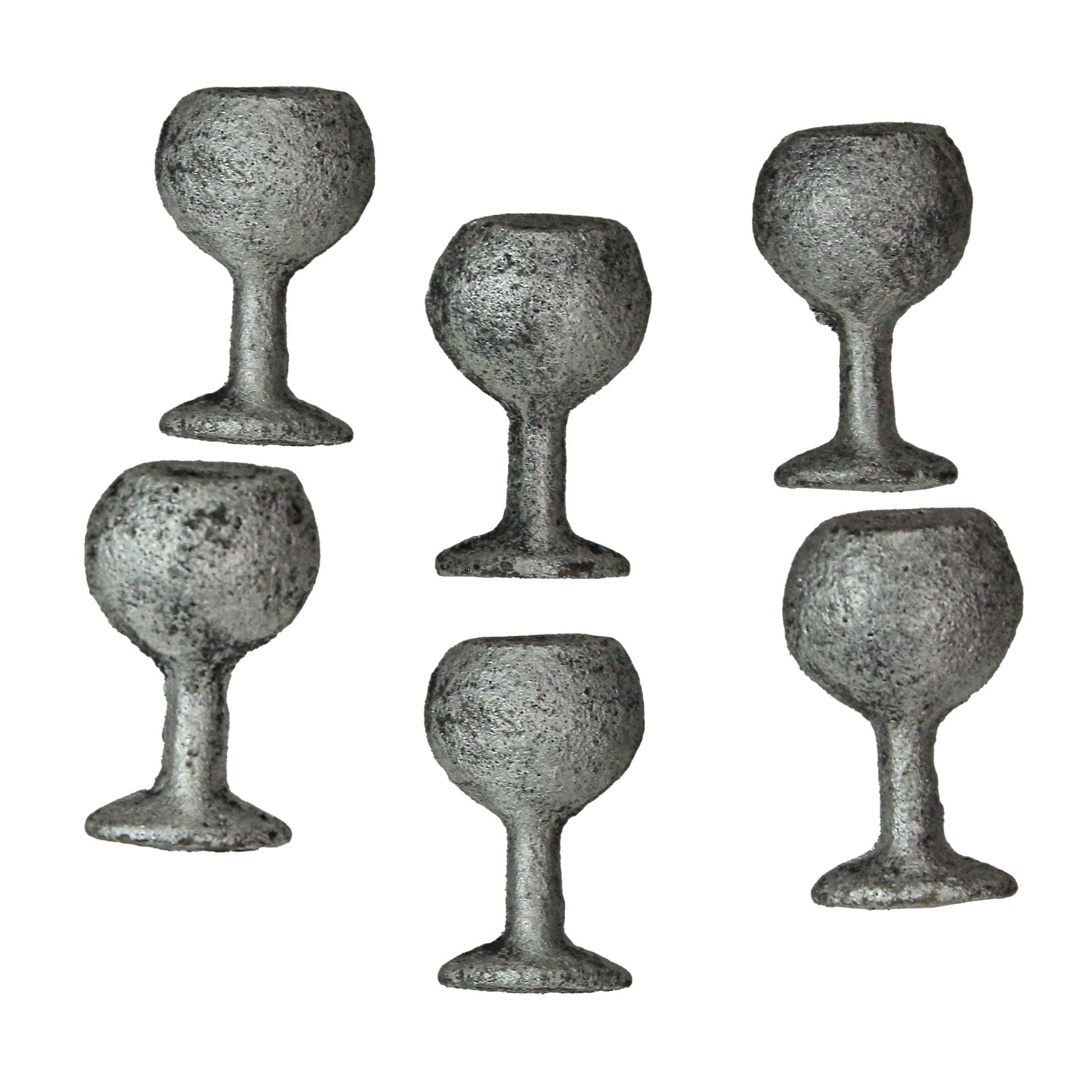 Antique Silver Finish Cast Iron Wine Glass Drawer Pulls