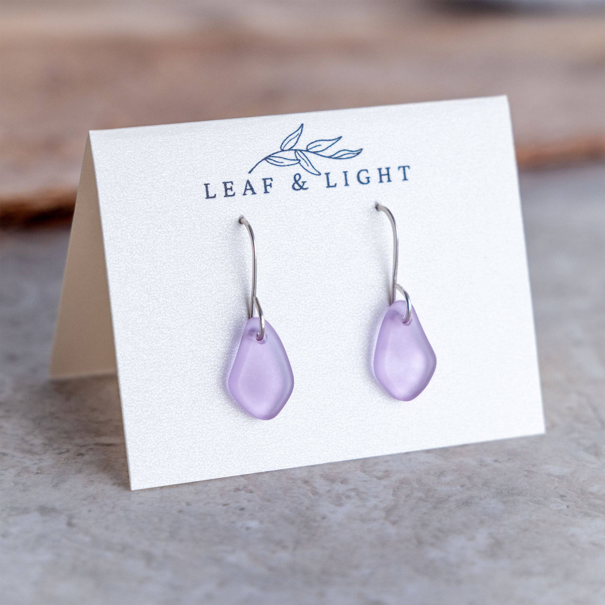 LAVENDER BLUE COASTAL GLASS DROP EARRINGS | STERLING SILVER