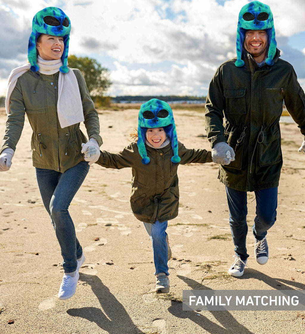 Super-Soft Plush Hat - Blue Tie-Dye Alien