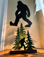 Black Metal Laser Cut Bigfoot Walking Wall Sculpture