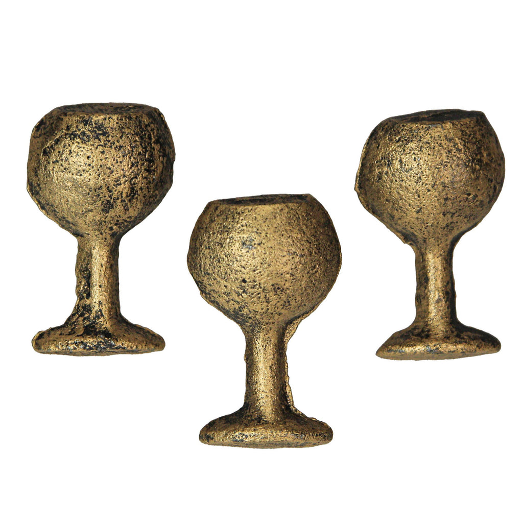 Antique Gold Finish Cast Iron Wine Glass Drawer Pulls