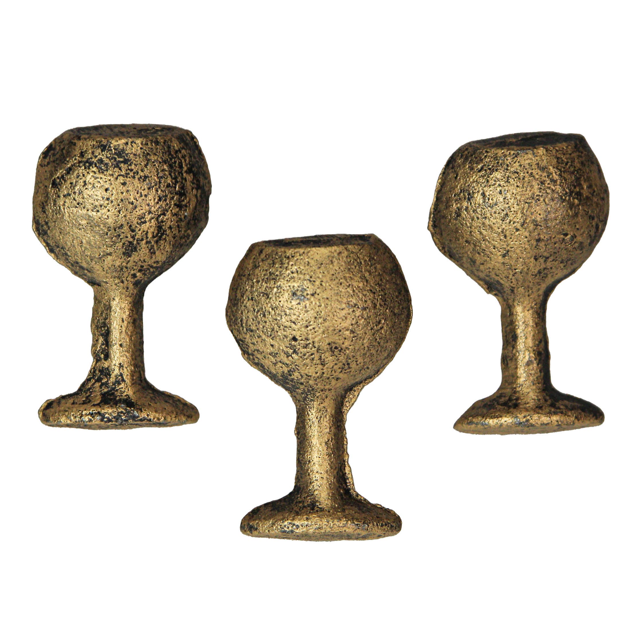 Antique Gold Finish Cast Iron Wine Glass Drawer Pulls