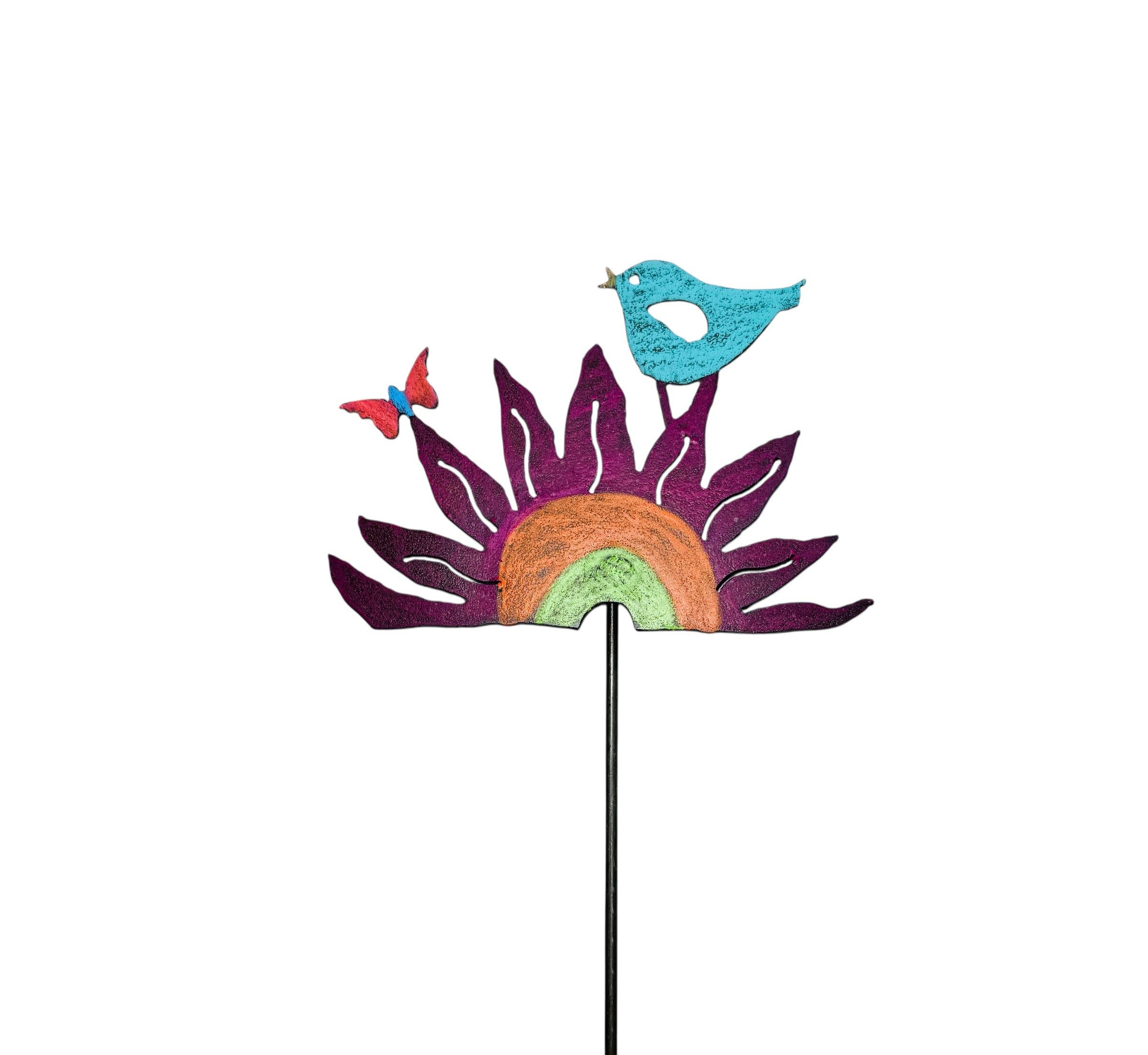 Flower garden stake bird