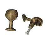 Antique Gold Finish Cast Iron Wine Glass Drawer Pulls