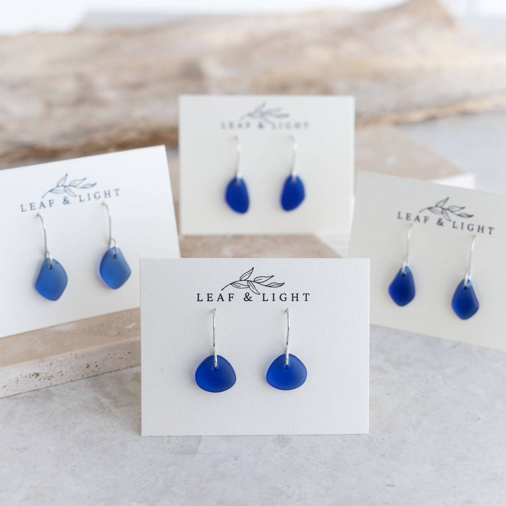 BLUE COASTAL GLASS DROP EARRINGS | STERLING SILVER