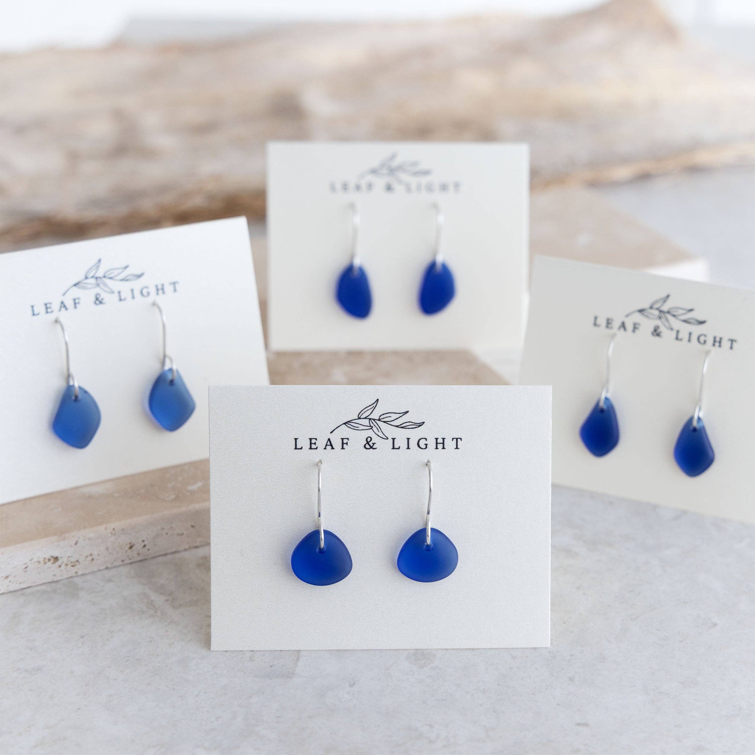 BLUE COASTAL GLASS DROP EARRINGS | STERLING SILVER