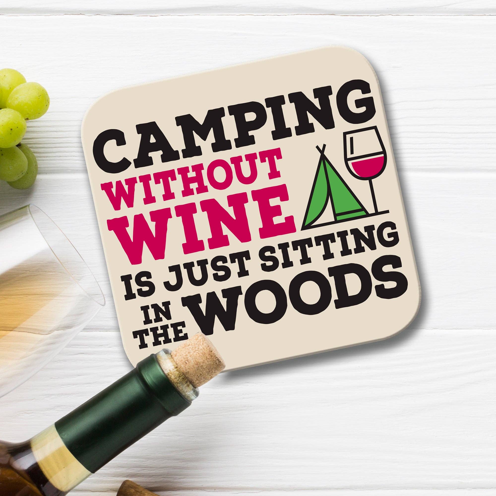 Funny Wine Coaster - Camping**