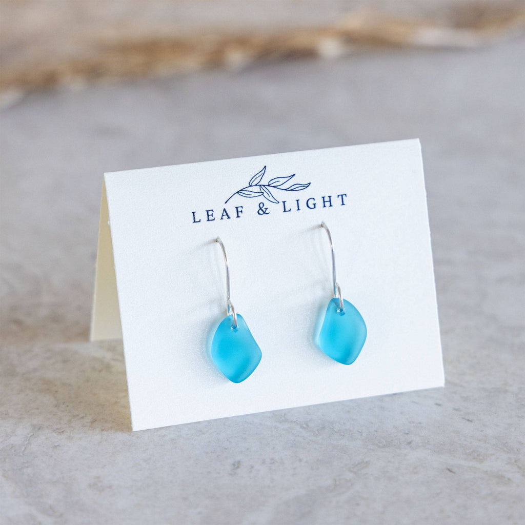 TURQUOISE COASTAL GLASS DROP EARRINGS | STERLING SILVER