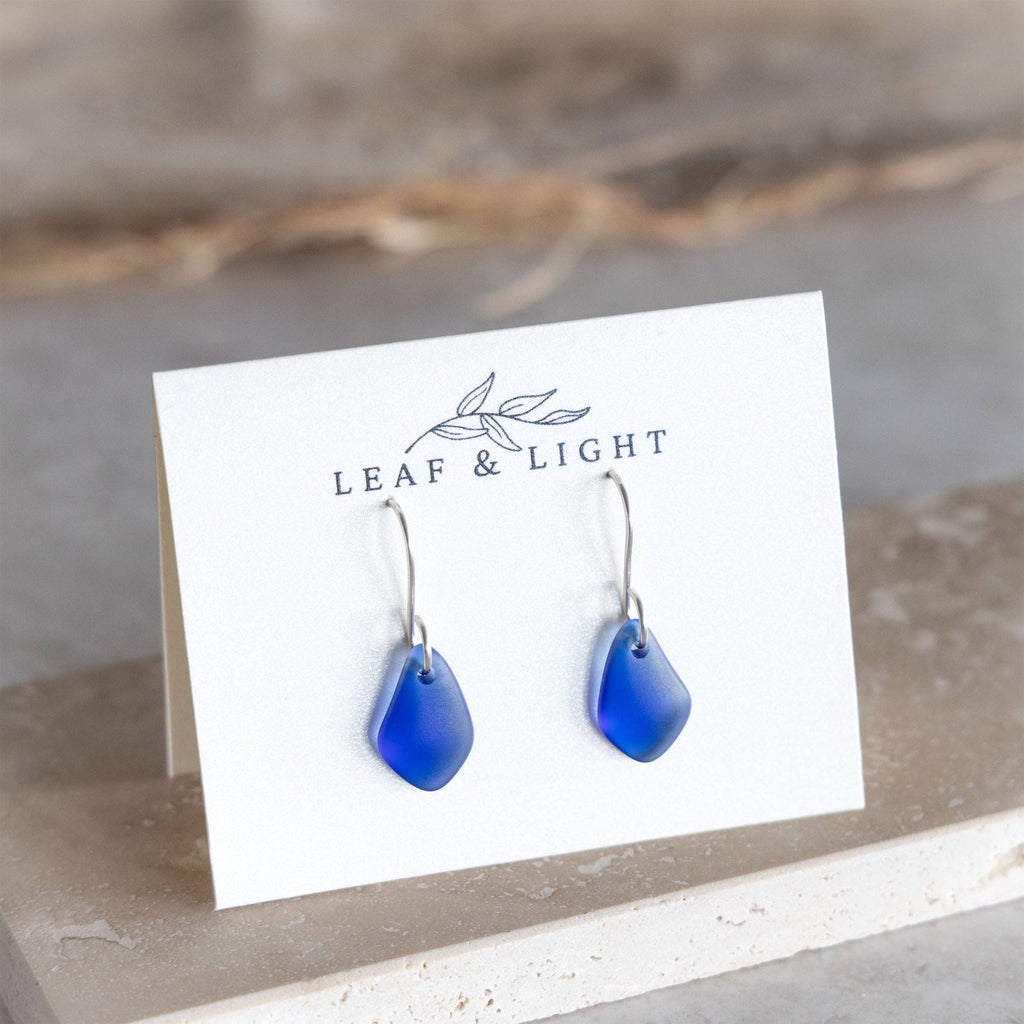 BLUE COASTAL GLASS DROP EARRINGS | STERLING SILVER