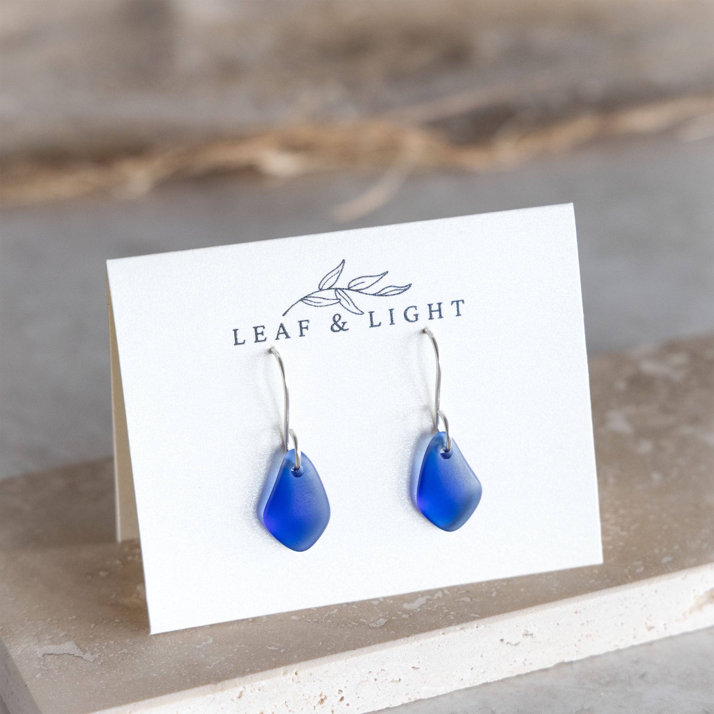 BLUE COASTAL GLASS DROP EARRINGS | STERLING SILVER