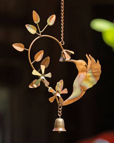 Flamed Hummingbird Heart Ornament