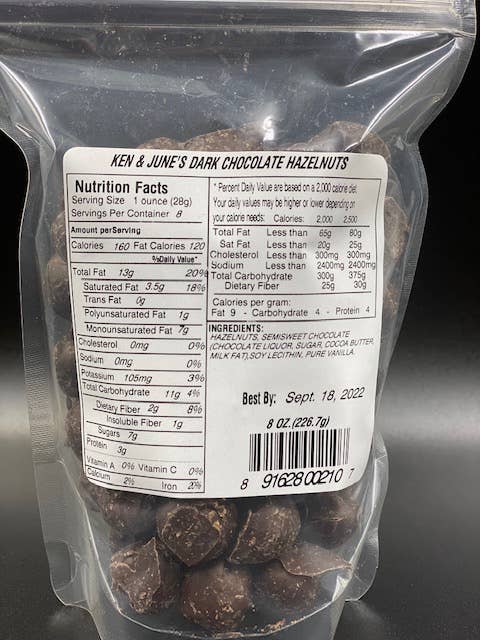 8oz Dark Chocolate Hazelnuts