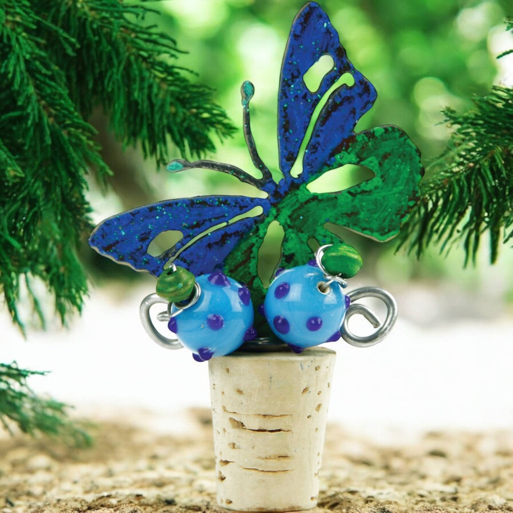 Metal Wine stopper barware kitchen  butterfly garden cork