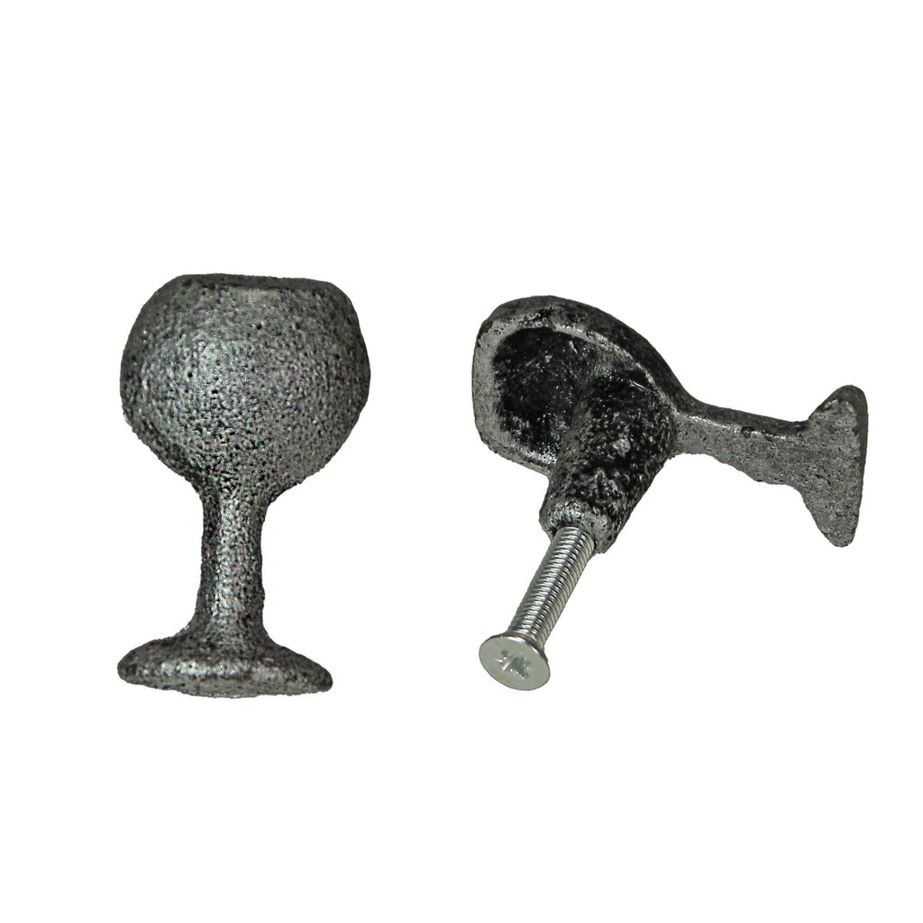 Antique Silver Finish Cast Iron Wine Glass Drawer Pulls
