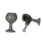 Antique Silver Finish Cast Iron Wine Glass Drawer Pulls