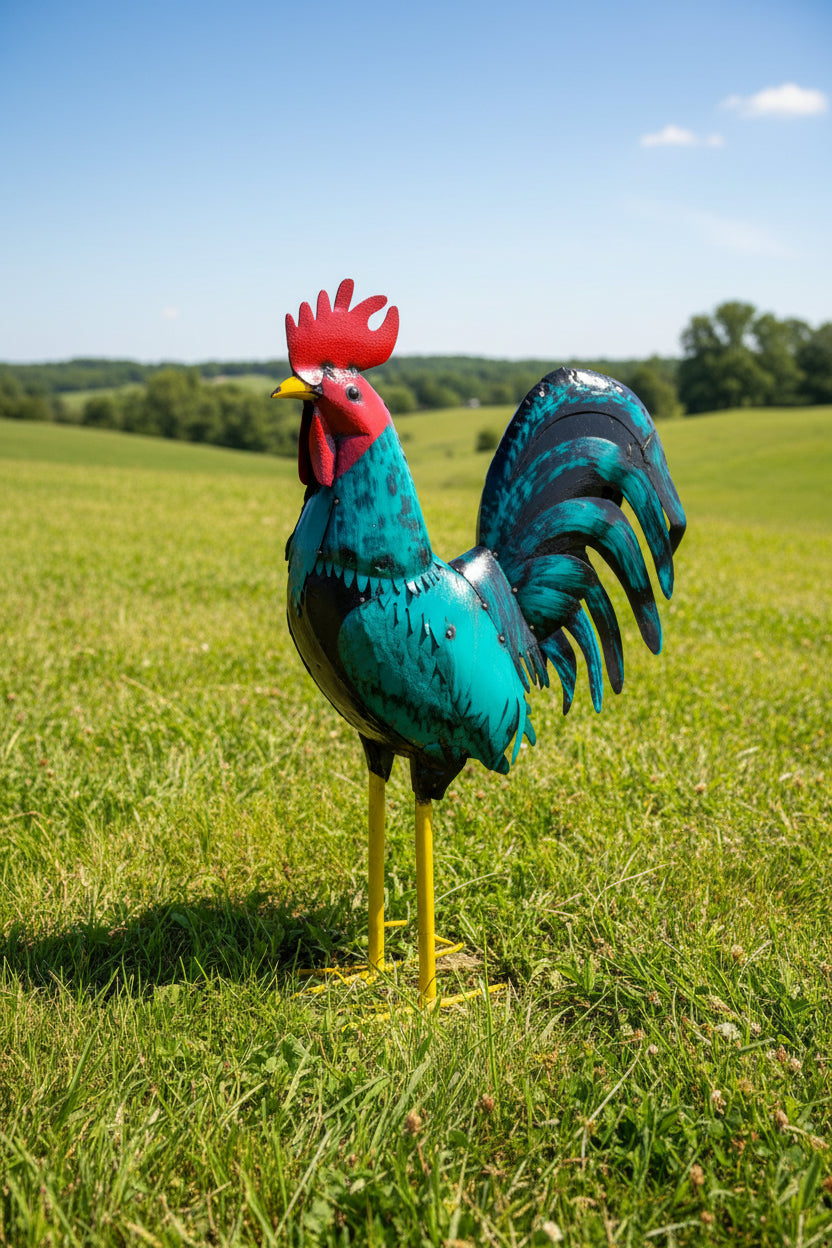 Turquoise and Black Rooster
