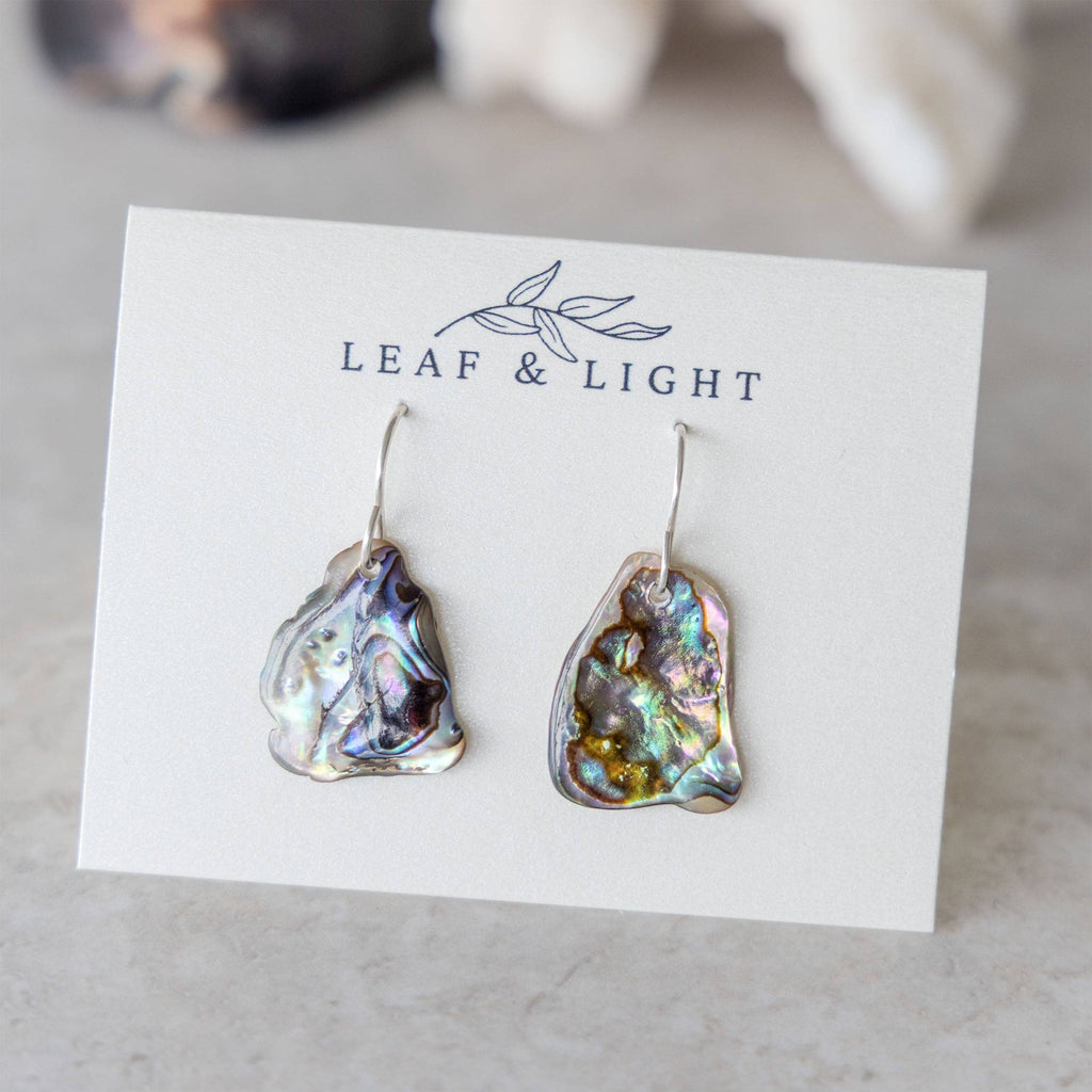 PAUA SHELL EARRINGS | STERLING SILVER DROP EARRINGS