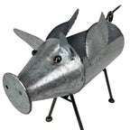 SM Distressed Galvanized Gray Metal Flying Pig Planter