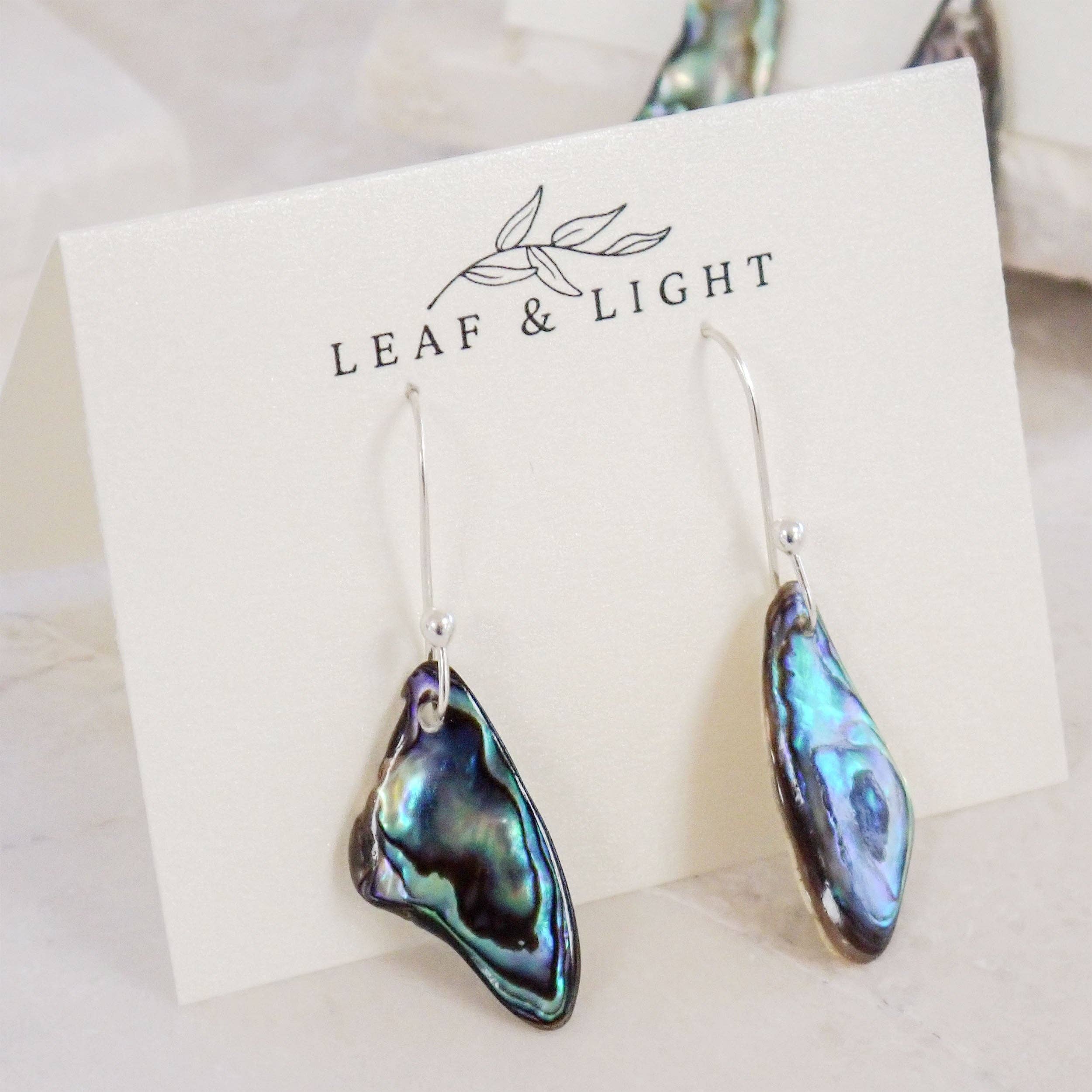 PAUA SHELL EARRINGS | STERLING SILVER DROP EARRINGS